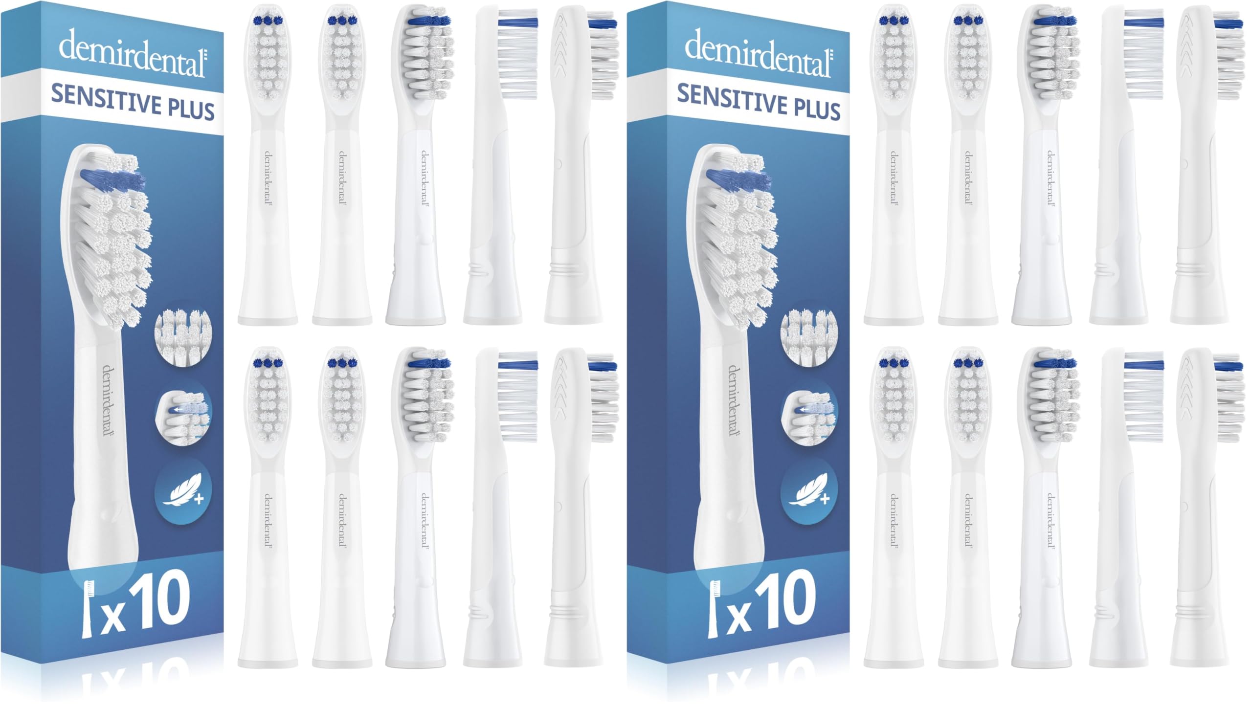 Extra Sensitive Aufsteckbürsten von demirdental für Oral-B Pulsonic Aufsteckbürsten Sensitive Plus, Ersatzbürsten für sehr empfindliche Zähne, 10 Stück (Packung mit 2)
