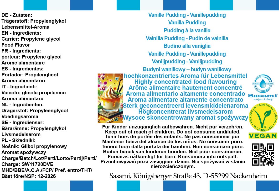Budyni waniliowy – budyń waniliowy aromat koncentrat – Wegański – Sasami – 100ml