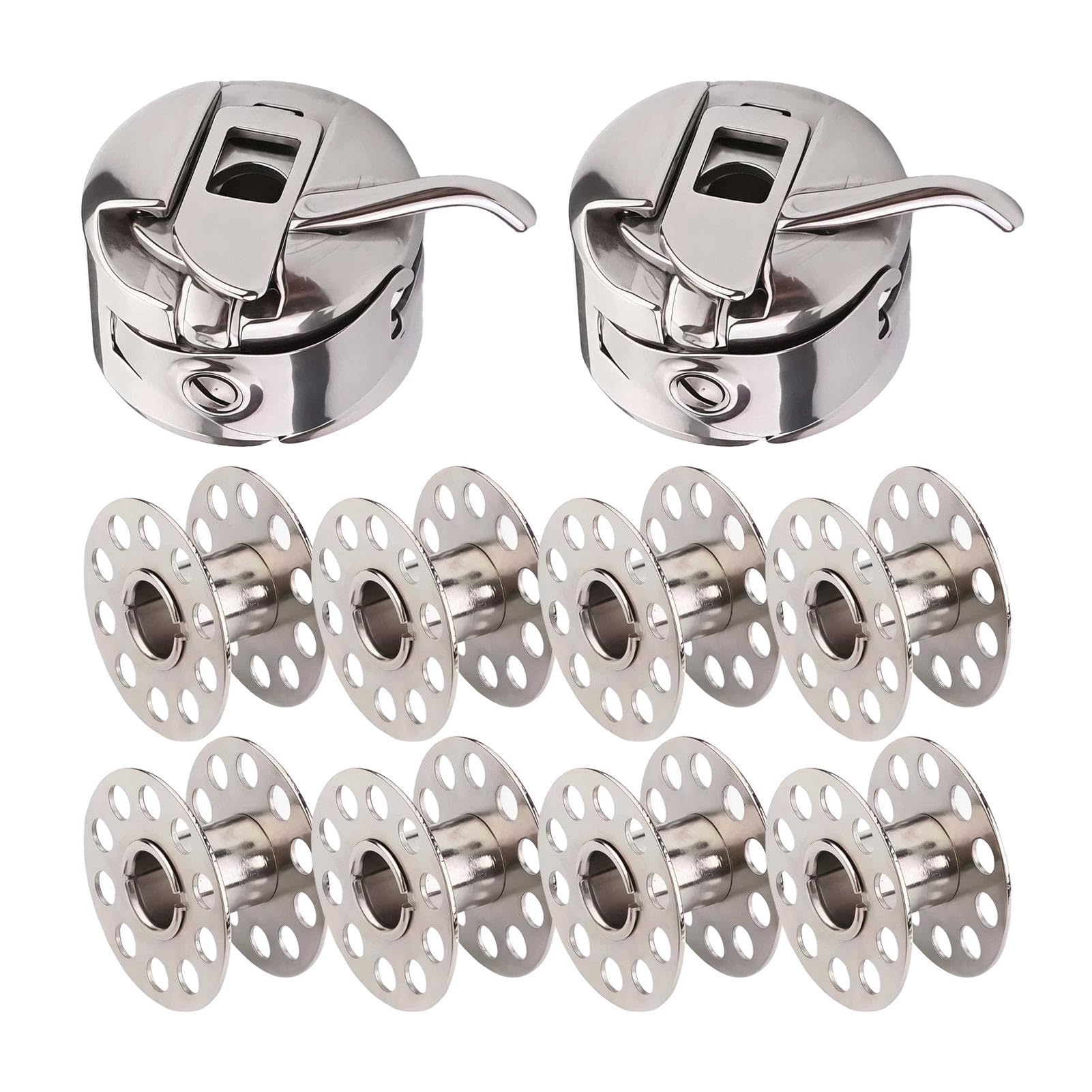 2 Bobbin Case and 8 Metal Bobbins, Sewing Machine Bobbins Sewing Spools for Brother, Janome, Toyota, New Home & More Domestic Sewing Machines