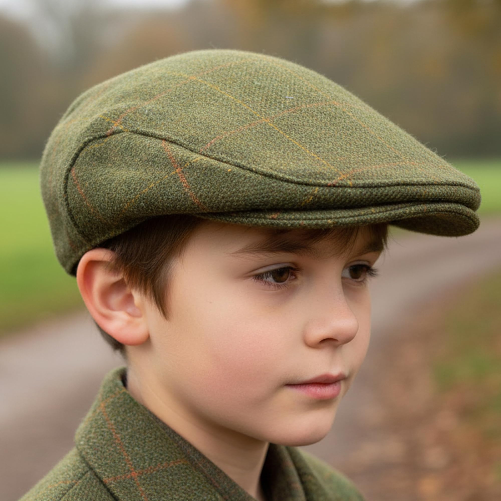 Generic NEU Jungen/Mädchen Dunkel Derby Tweed Flache Kappe Teflon Beschichtet | Kinder