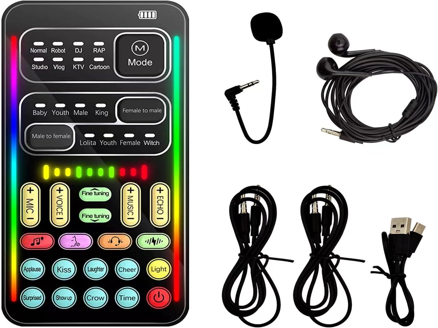 Flylin Microfono portatile portatile Cambia voce con suono Macchina effetti multifunzione Voice Disguiser Mini dispositivo per telefono cellulare PC Laptop PS4 Xbox One Giochi