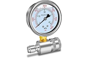 Boltigen Pressure Washer Gauge Kit | 3/8" Quick Connect | 6000 PSI, Stainless Steel