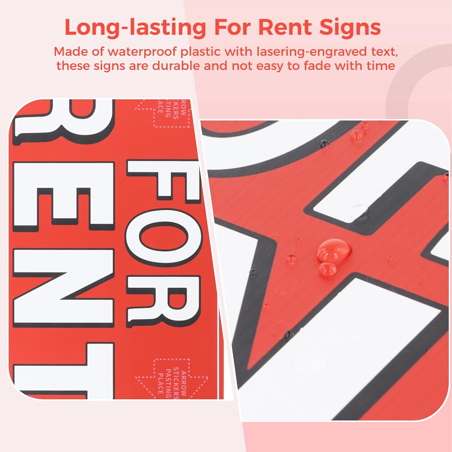 For Rent Sign, 2 Packs Double-Sided Rental House Sign With 4 Metal Stakes & 6 Arrow Stickers, Waterproof With Blank Space for DIY Custom Info, Real Estate Sale, 17 x 13''