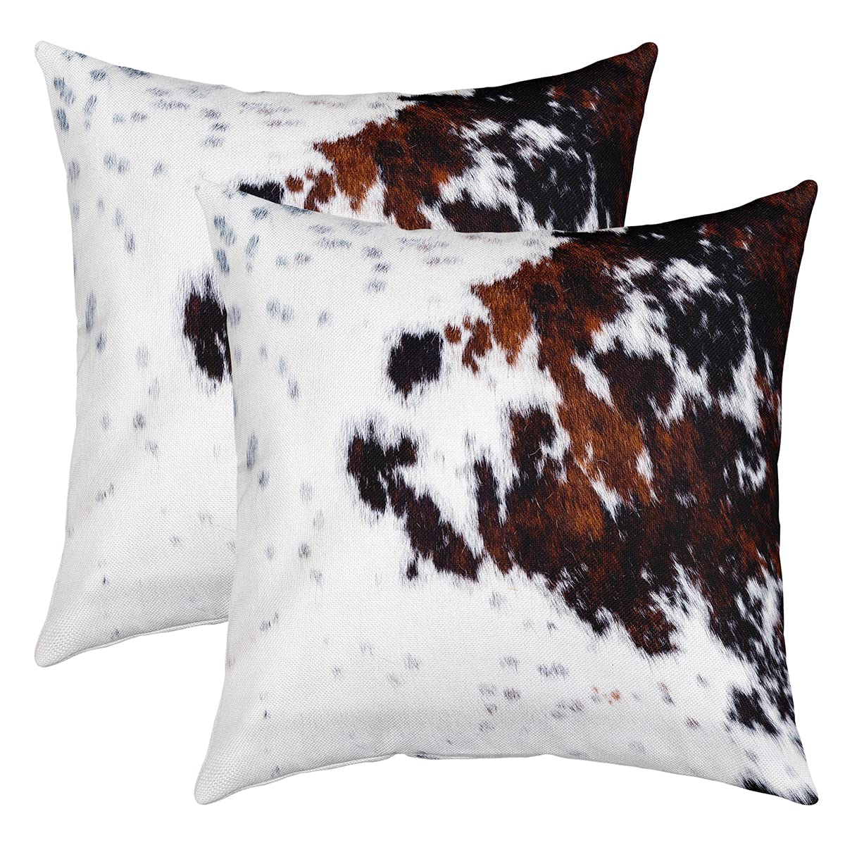 Richhome Multi 3 Cowhide Decorative Pillow Cover For Sofa Couch Chair,Animal Skin Print 2 Pack Throw Pillow Case Cover,Western Rustic Farmhouse Style Cushion Cover Room Decor,18"X18"