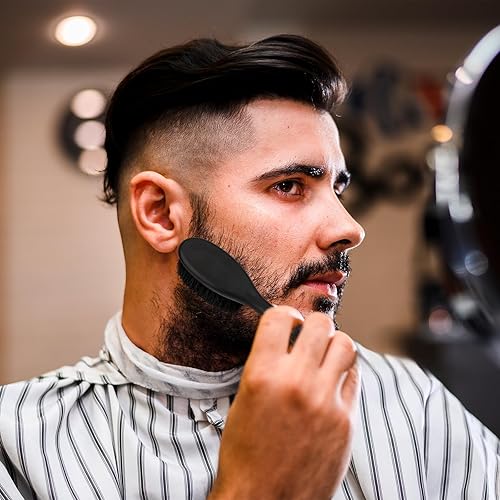 Miniatura 7 de Cepillo de peluquero para decolorar, 2 piezas de cerdas de jabalí naturales con mango de ABS, cepillo profesional de limpieza para desenredar,