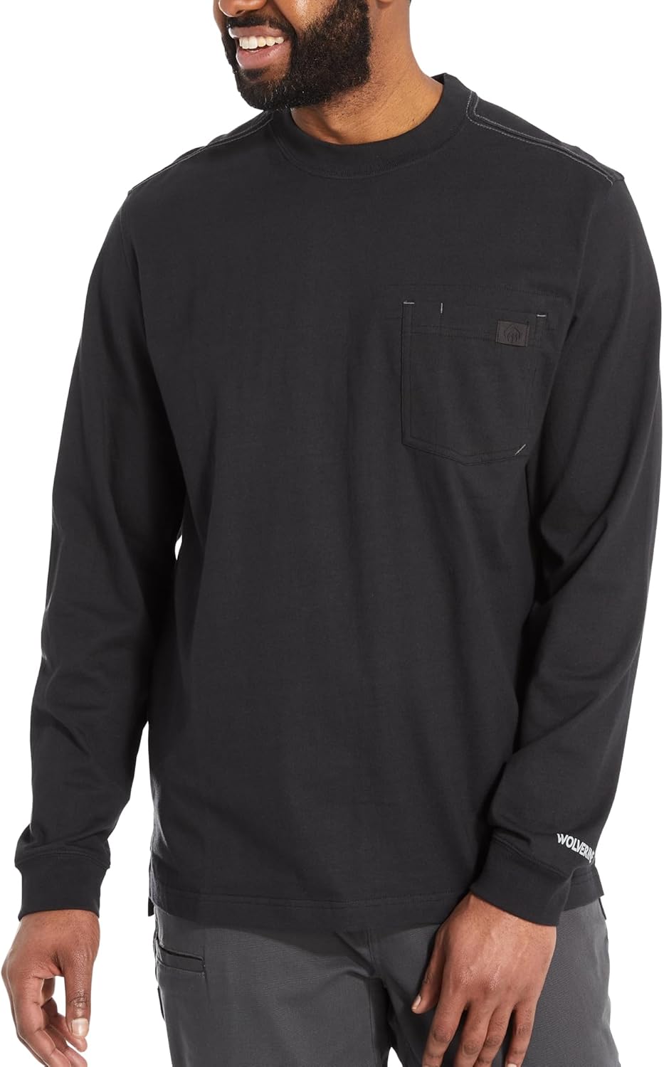Wolverine Mens Guardian Cotton Long Sleeve Pocket Tee - Image 2