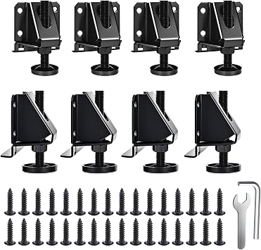 Heavy Duty Leveling Feet, 8 Pack Adjustable Furniture Levelers with 2640 LB Capacity, 2" Height Adjustment, No-Flip Furniture Installation Hex Nut Design for Flawless Leveling