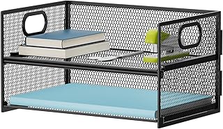 Marbrasse 2 Tier Paper Organizer Letter Tray, Mesh File Organizer with H...