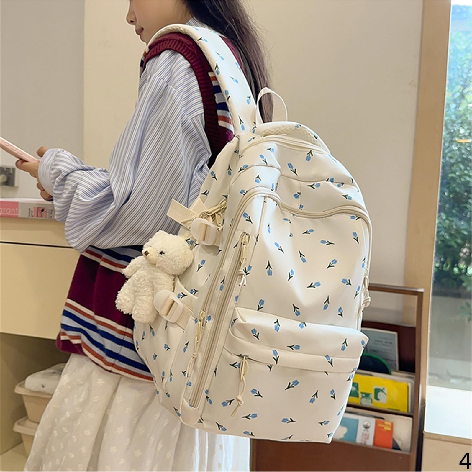 Zaino Scuola Elementare Backpack di Grande capacità Stampato Girls Lightweight Studenti delle Scuole Superiori Medie-04-borsa Singola