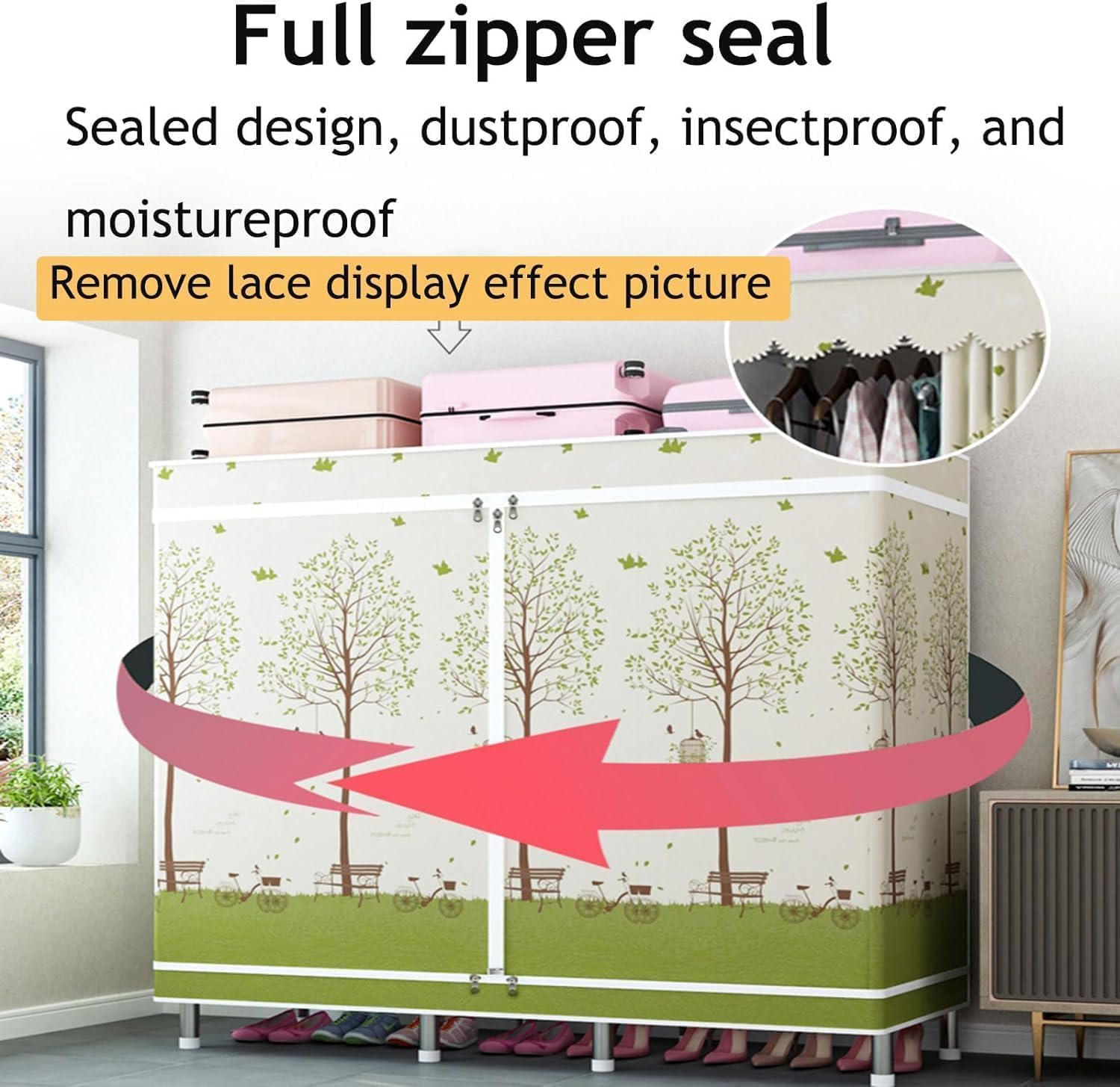 large closets Detachable Wardrobe Closet Oxford Fabric Clothes Closet for Bedroom Hanging Steel Portable Closets Simple Closet for Clothes Space-saving