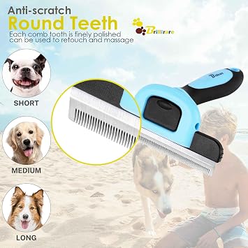 Pet Deshedding Tool, Stainless-Steel Grooming Brush, Professional Dog Cat Undercoat Remover with Detachable Head, Effectively Reduces Shedding by up to 95% for Short Medium Long Pets Hair