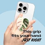Support de poignée de téléphone en acrylique tropical mignon - Support de téléphone collapsible avec adhésif collant pour smartphones & Comprimés : Poignée sécurisée & Fonction Kickstand (Albo Monstera)