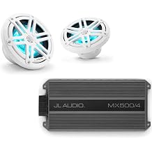 JL Audio MX500/4 & M3-650X-S-Gw-i RGB LED 6.5" Sport Grill White Speakers
