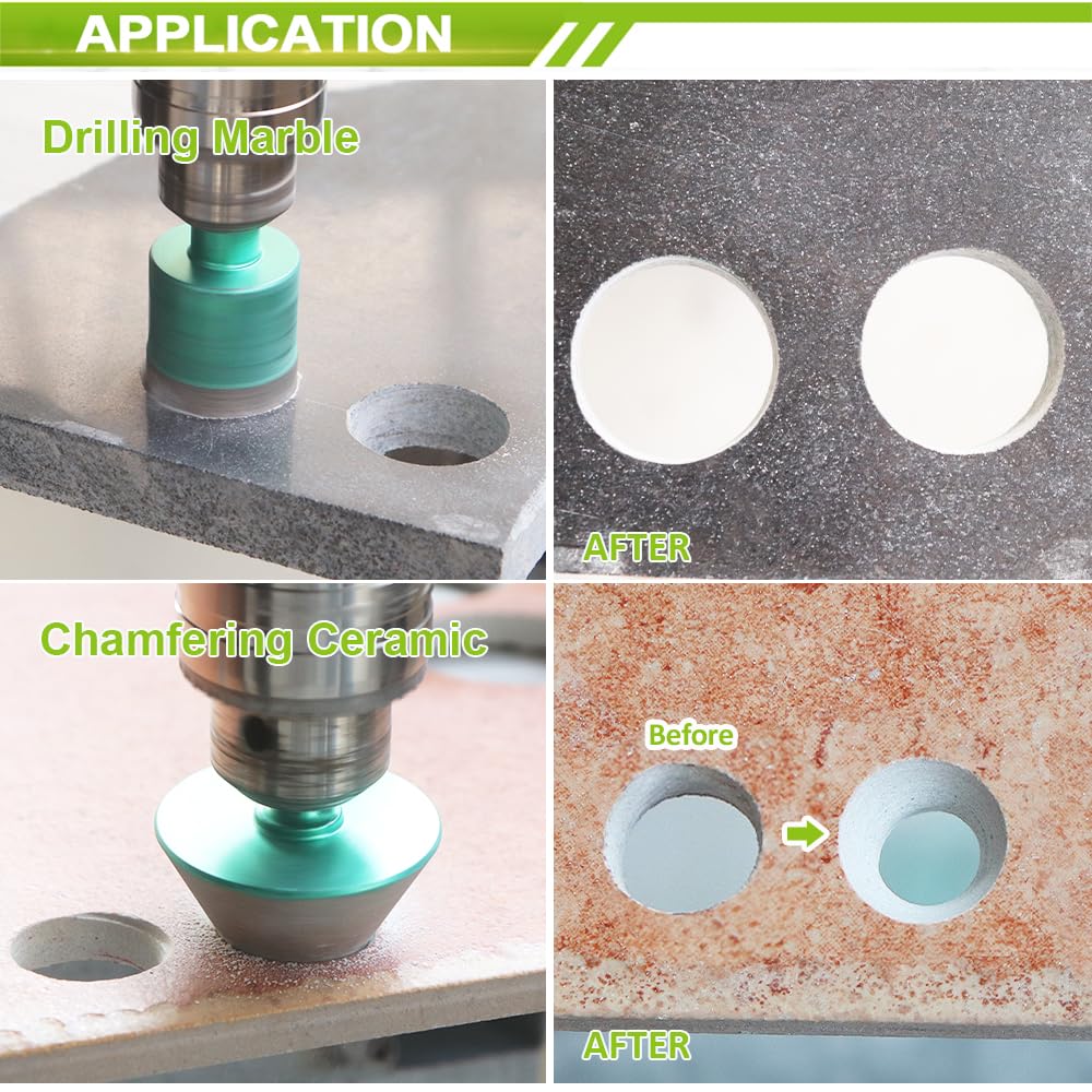 Diamond Core Drill Bits Set - FACHLICH 6/8/10/20/25/28/32/35/45/65MM with 50MM Diamond Beveling Chamfer Diamond Hole Saw Bits for Porcelain Ceramic Tile Granite Marble