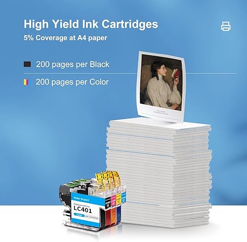 Miniatura 4 de Cartucho de tinta compatible LC401 de repuesto para Brother LC401 LC401XL para impresora Brother MFC-J1010DW MFC-J1170DW MFC-J1012DW MFC-J1800DW