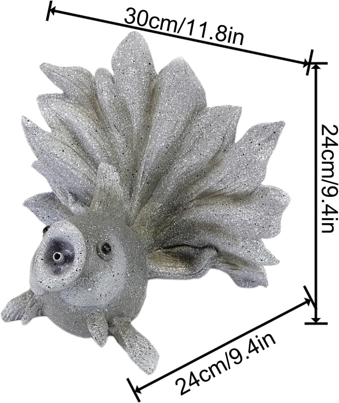 Goldfish Shape Pond Spitters, Sculpture Weather Resistant Realistic Water Spray Fish Statue Outdoor Ornament, for Home Outdoor Koi Pond Decor(Gray)