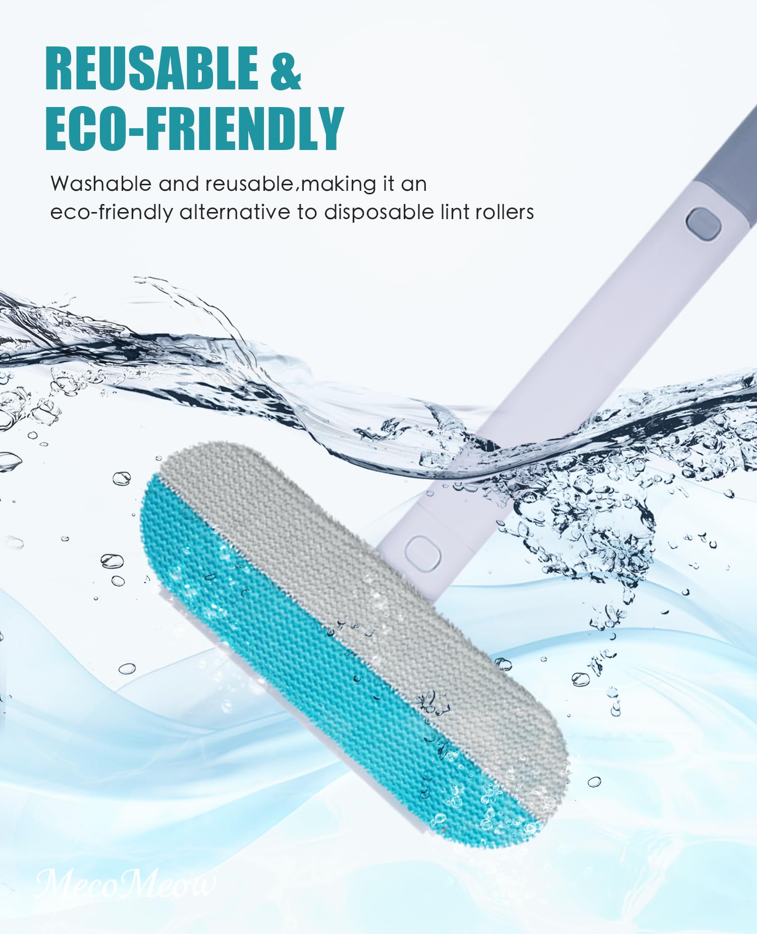 MecoMeow Pet Hair Removal Brush for Couch, Durable, Reusable, Washable Lint Cleaner for Dog and Cat Hair, Gentle on Furniture, Effective on Carpets, Clothing, Bedding-Basic 4