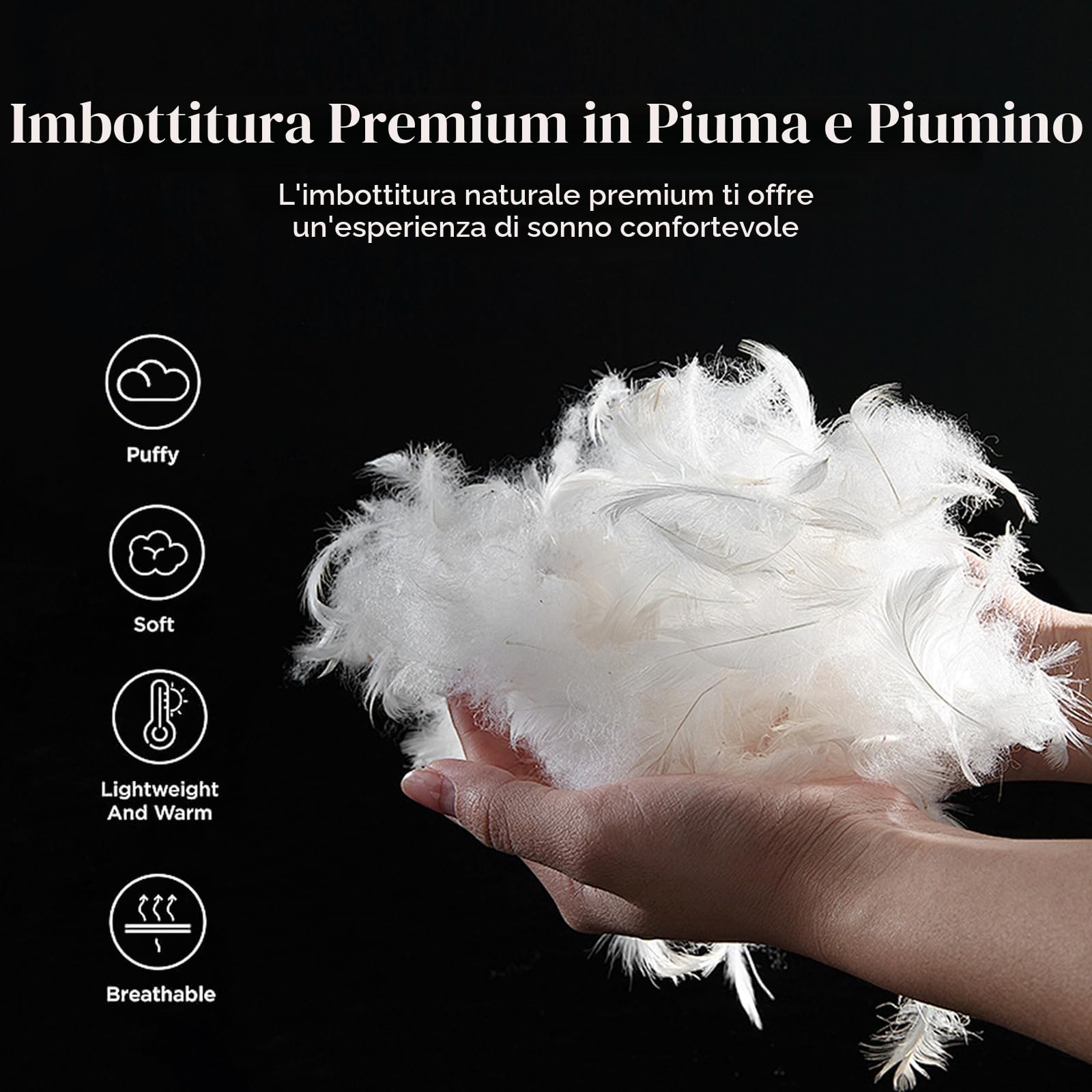 DWR Oeko-TEX Piumino d'oca 200x200 cm Caldo invernale 100% cotone biologico Piumino e piuma 2.000 g Bianco