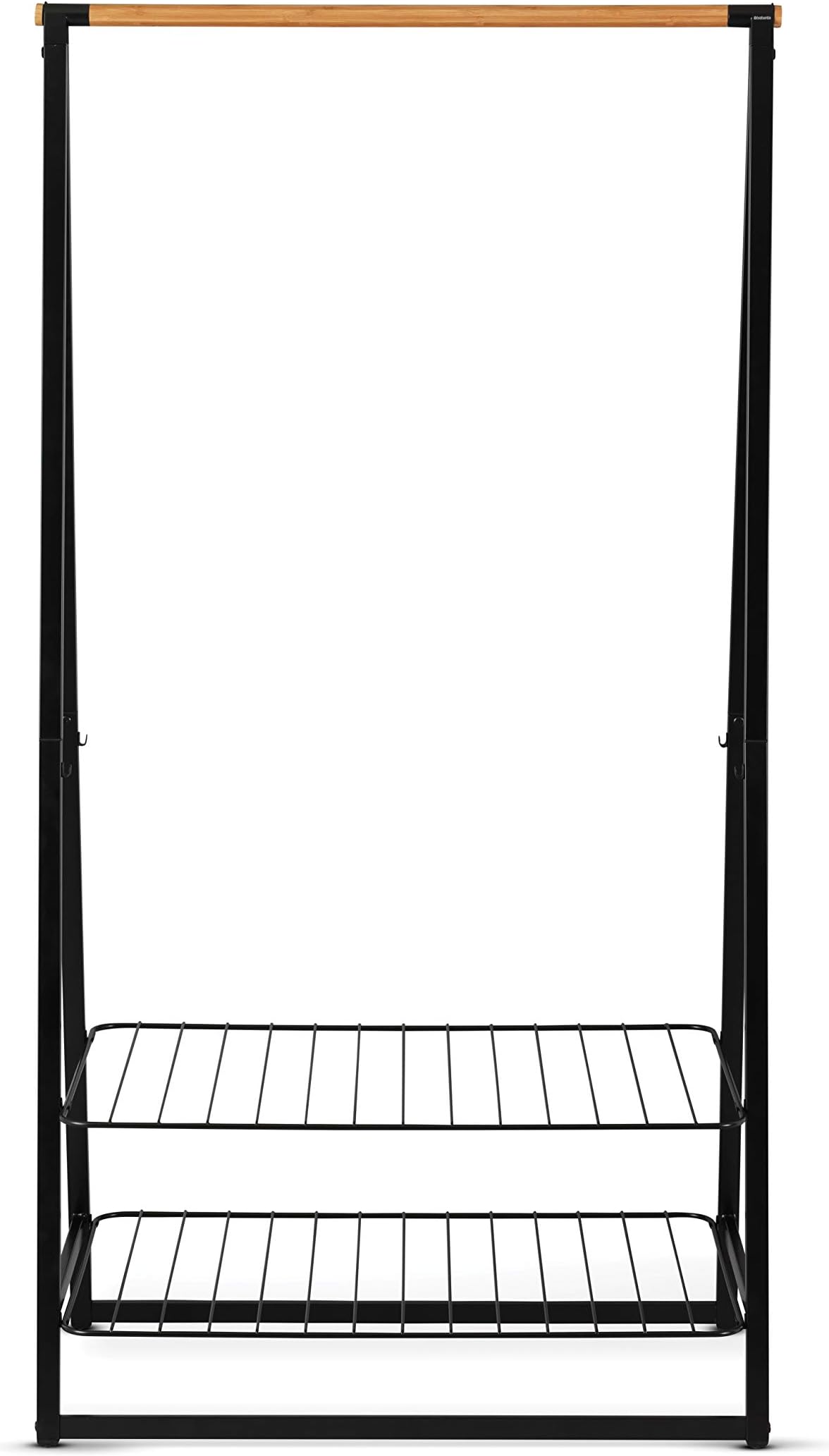 Linn Clothes Rack, Large - Multi-functional Hanging space - Airing or Drying Shelves - Hangs up to 28 Items - Stable Space Saver - Non-slip Base - Free Standing - Easy to Assemble - Black