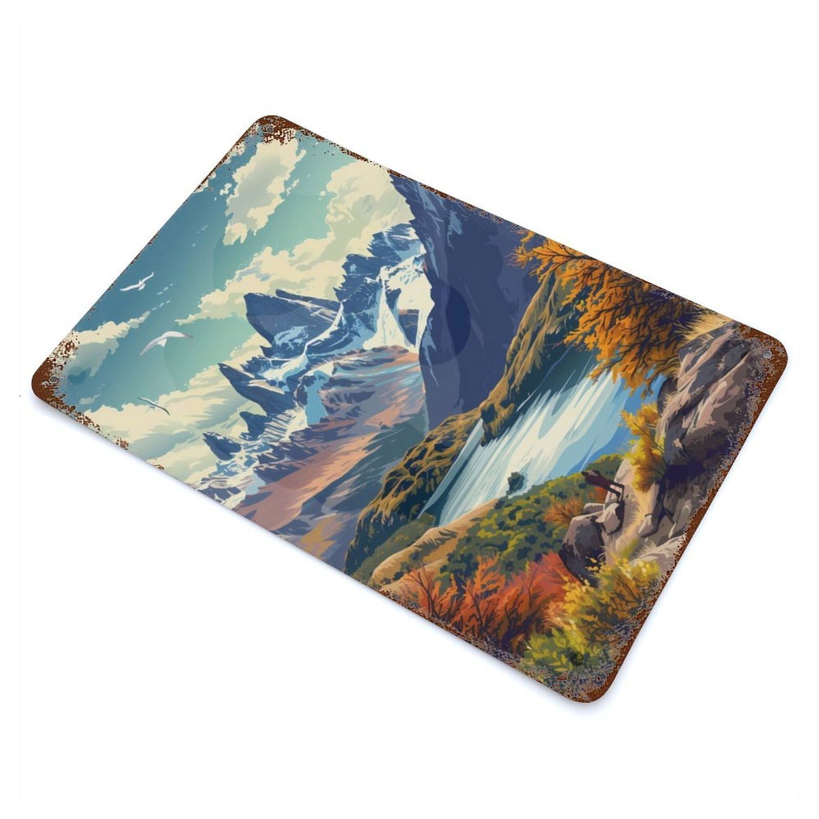 Rustic Tin Plaque Adventure in Patagonia 11.8"x7.9", Retro Wall Decor for Shed, Workshop And Garage Wall Decor