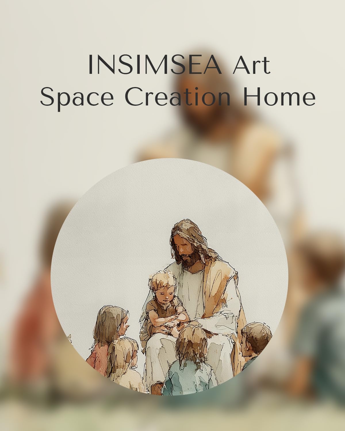 InSimSea 12x16 Framed Christian Wall Art, Jesus with Children Canvas Painting Prints, Jesus Teaching Kids Wall decor for Kid’s Room, Prayer Room, Church, Nursery, Living Room