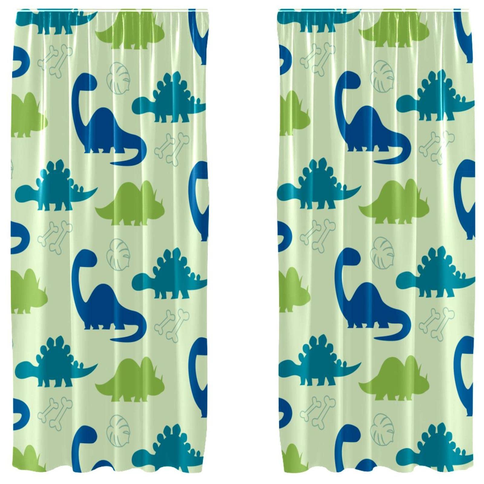 Rideaux dinosaure bleu et vert anti regard pour intimité chambre