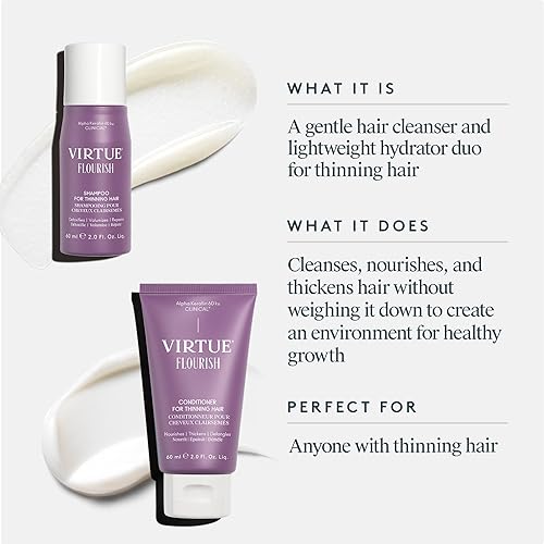 Miniatura 2 de Virtue Flourish - Juego de champú y acondicionador para cabello fino o adelgazante, producto de crecimiento del cabello sin sulfato, tamaño de viaje