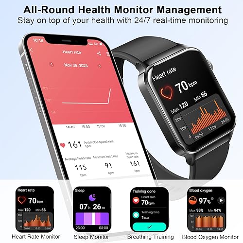 Miniatura 4 de Reloj inteligente para hombres y mujeres (respuestahacer llamadas), reloj inteligente de 1.85 pulgadas, 113 modos deportivos, rastreador de fitness