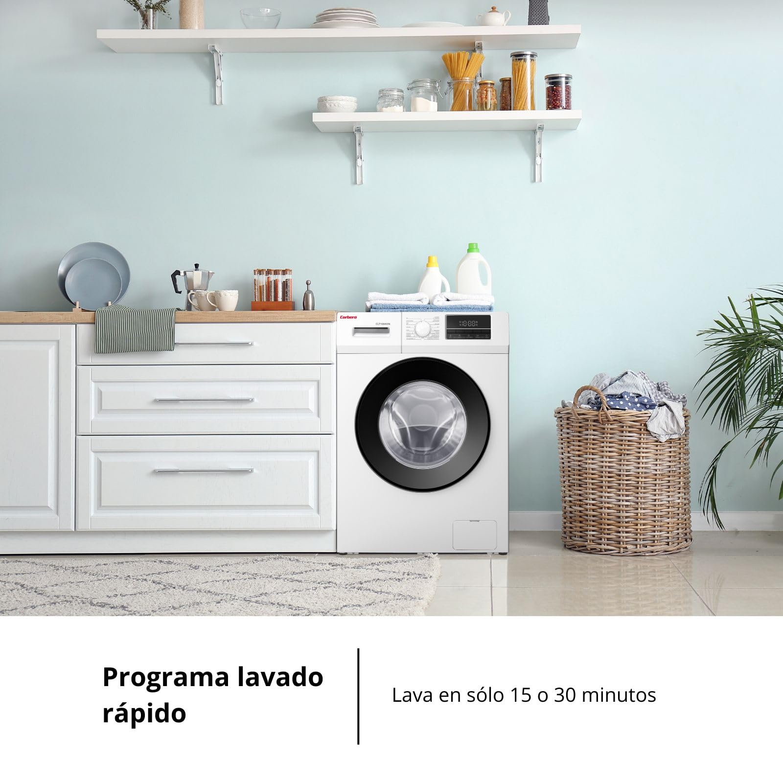 Corbero - Lavadora Carga Frontal Premium10 Kg | CLT1004VIN |1400 Rpm Motor Inverter | 16 Programas con Vapor | Inicio diferido 3-24 Horas | Lavado Rápido | Puerta XXL | E.Energética A | Blanco