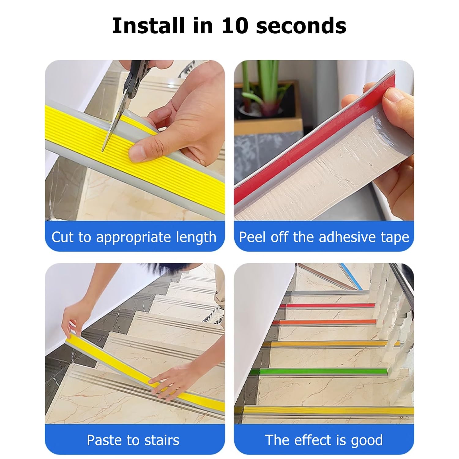 Antideslizante De Borde Escalonado, tira de umbral de escalera de protección de esquina en forma de L, Cinta De Seguridad Autoadhesiva Antideslizante, para escalera(5m)