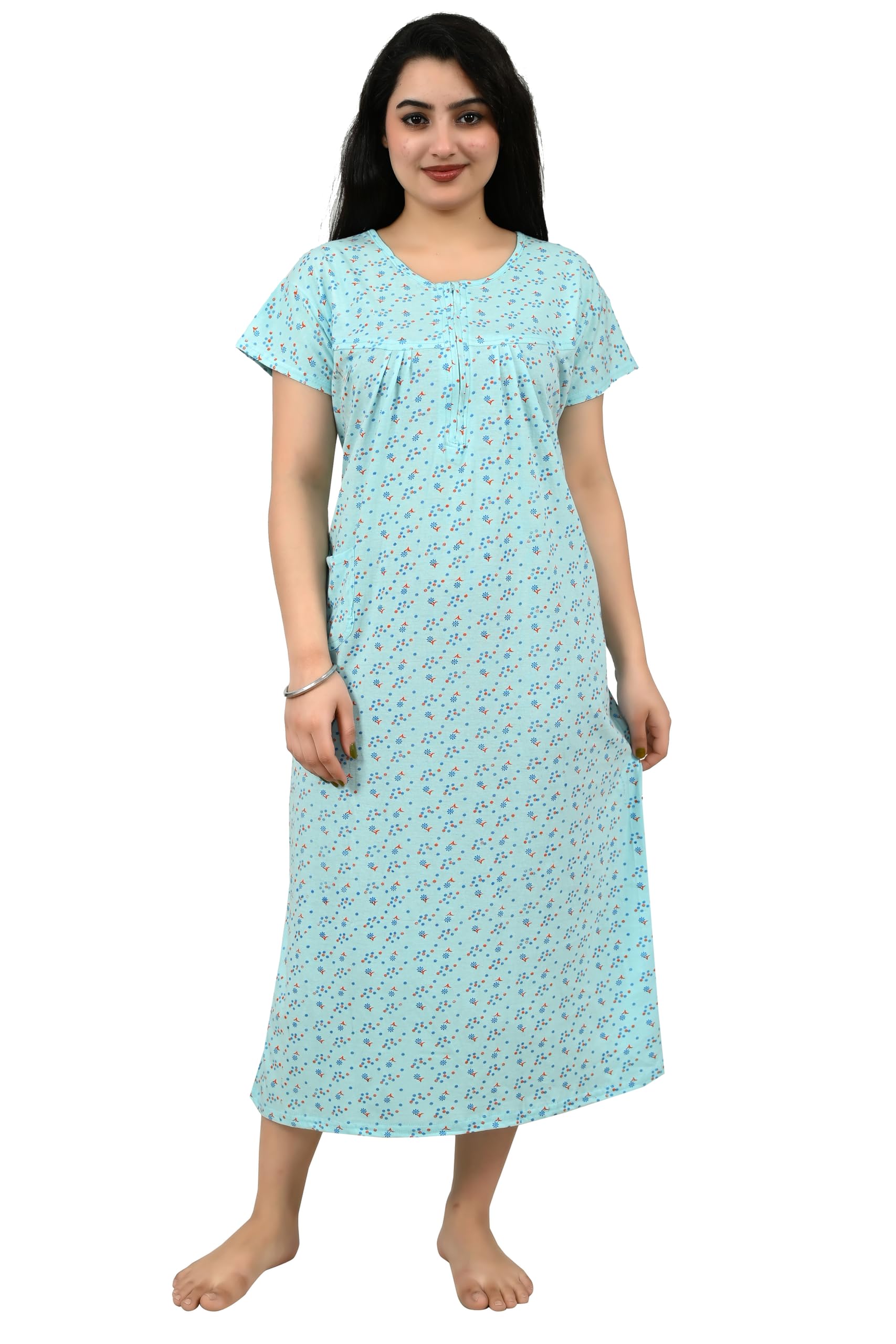 miavii creation MIAVII Women's Comfortable Printed Hosiery Zipper Short Night Dress/Nighties/Maxi/Sleepwear/Night Wear Dress-picture-54