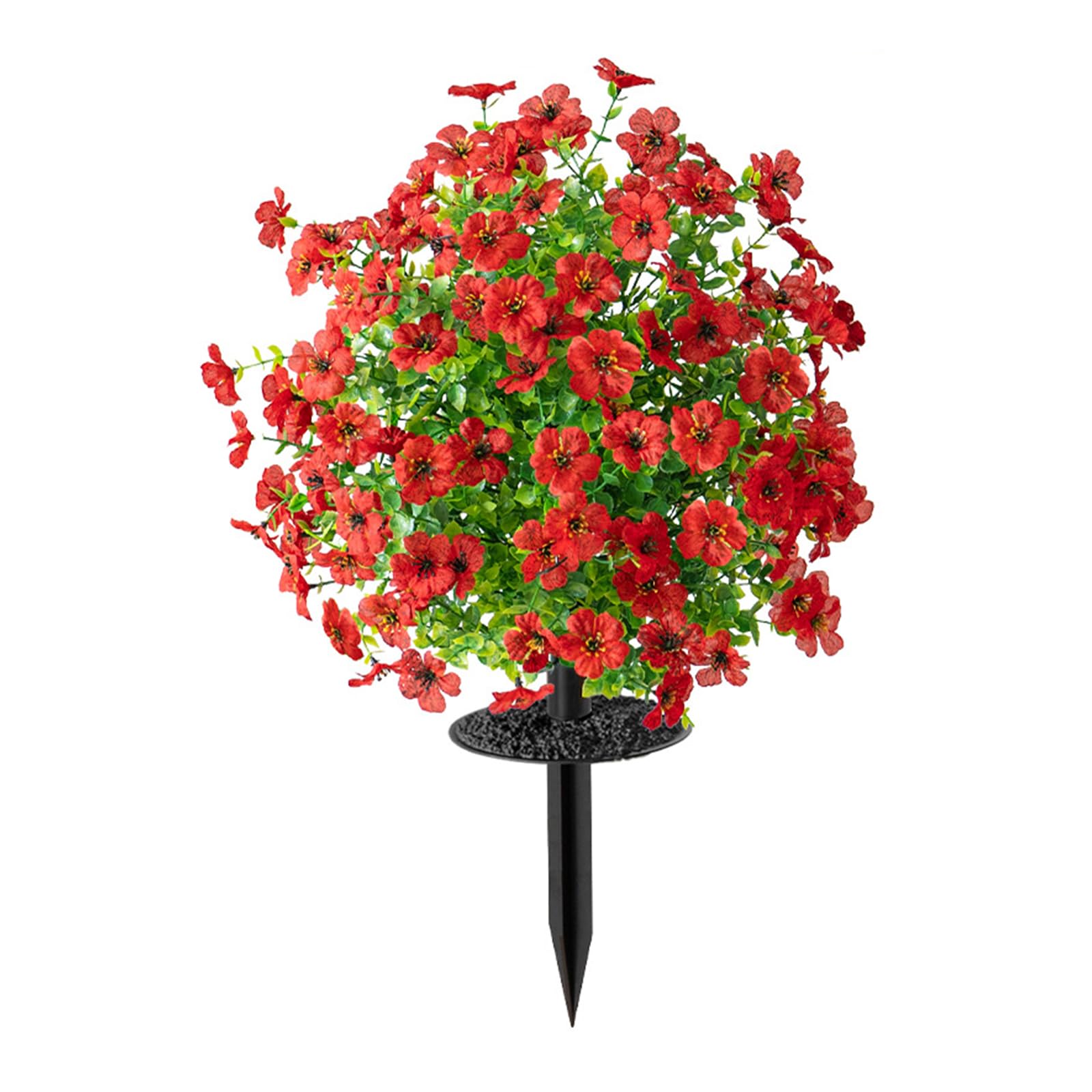 PANGBOER Artificial Flower Stake 22Inch High Artificial Green Plant with Ground Stake for Garden Yard Outdoor Indoor Decoration Fraudulent Gumtree Blossomy Arrangement