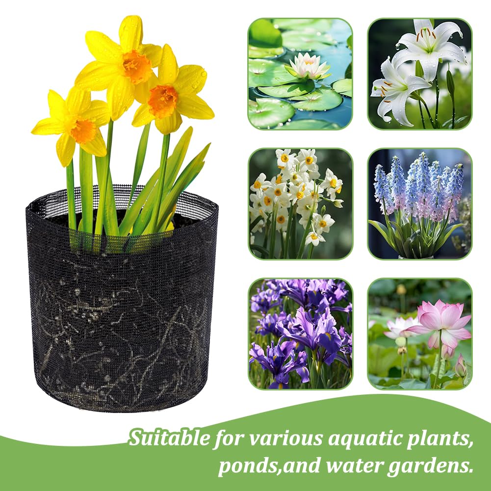 PH PandaHall 4pz Sacchetti per Piante Acquatiche Vaso per Piante da Laghetto da Giardino, Cestini per Piante da Laghetto in Rete Traspirante per La Coltivazione di Piante Acquatiche, 17.5x18.5cm