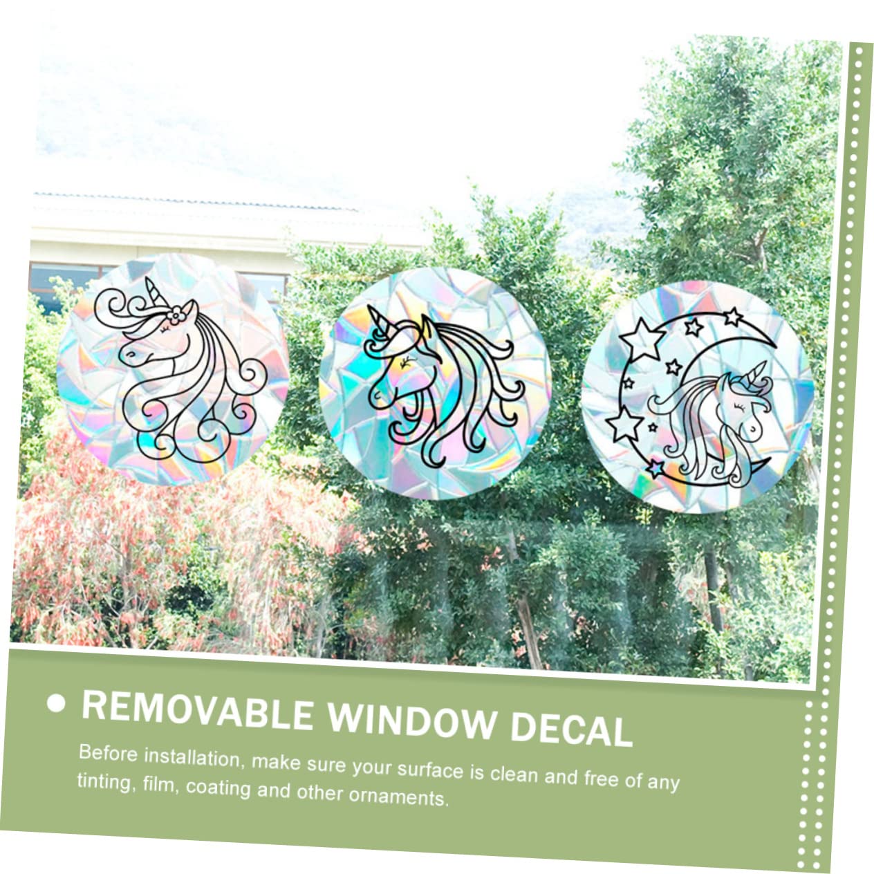 12blätter Kreativer Einhorn-muster Fensteraufkleber Vogelschutz Anti-kollisions Fensterfolie Für Glasscheiben Selbsthaftend Wiederverwendbar Dekorativ Und Einfach Zu Entfernen
