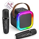 IROO Mini Karaoke Machine for Kids, 2025 TOP Toys Christmas Birthday Gifts Ideas for Girls Ages 4, 5, 6, 7, 8, 9, 10, 12+ Years Old, Portable MP3 Player with 2 Wireless Mics for Party