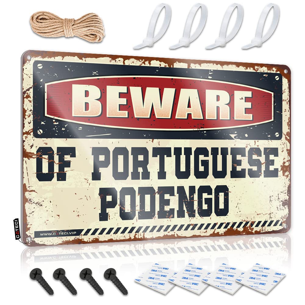 BRUNTELO Bar Tin Signs Vintage Beware Of Portuguese Podengo Tin Sign Dorm Door Sign Tin Signs For Garage(30X40CM)