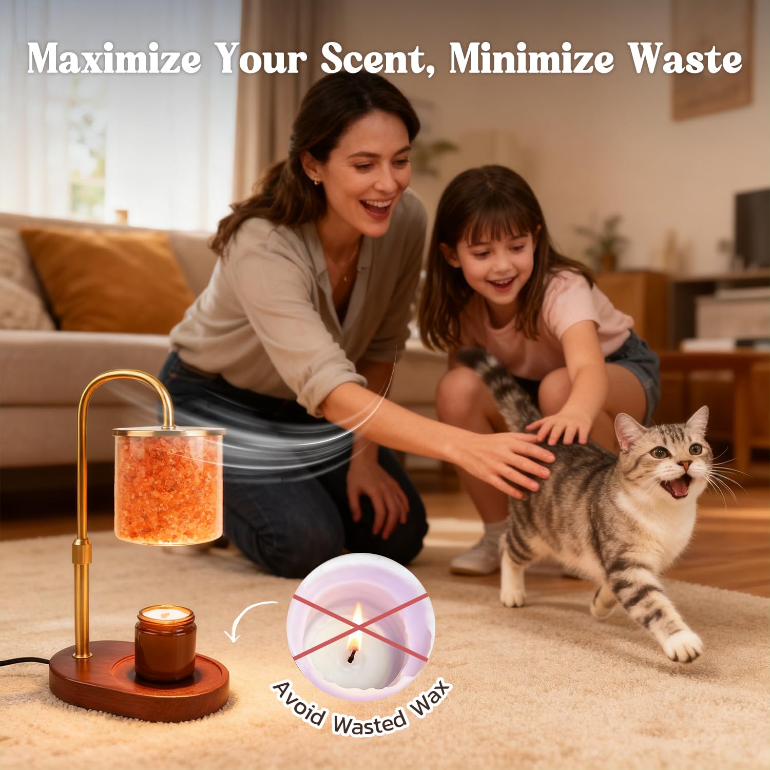 SALUBRITO Podgrzewacz do świec Lampa, Candle Warmer Lamp z timerem i ściemniaczem, 2 w 1 Podgrzewacz do świec Lampa solna z Himalajów do świec zapachowych w szkle, Boże Narodzenie, dekoracja domu
