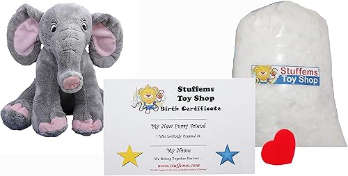 Haz tu propio juego de minibaúles de peluche de 8 pulgadas con diseño de elefante con ojos bordados, no requiere costura