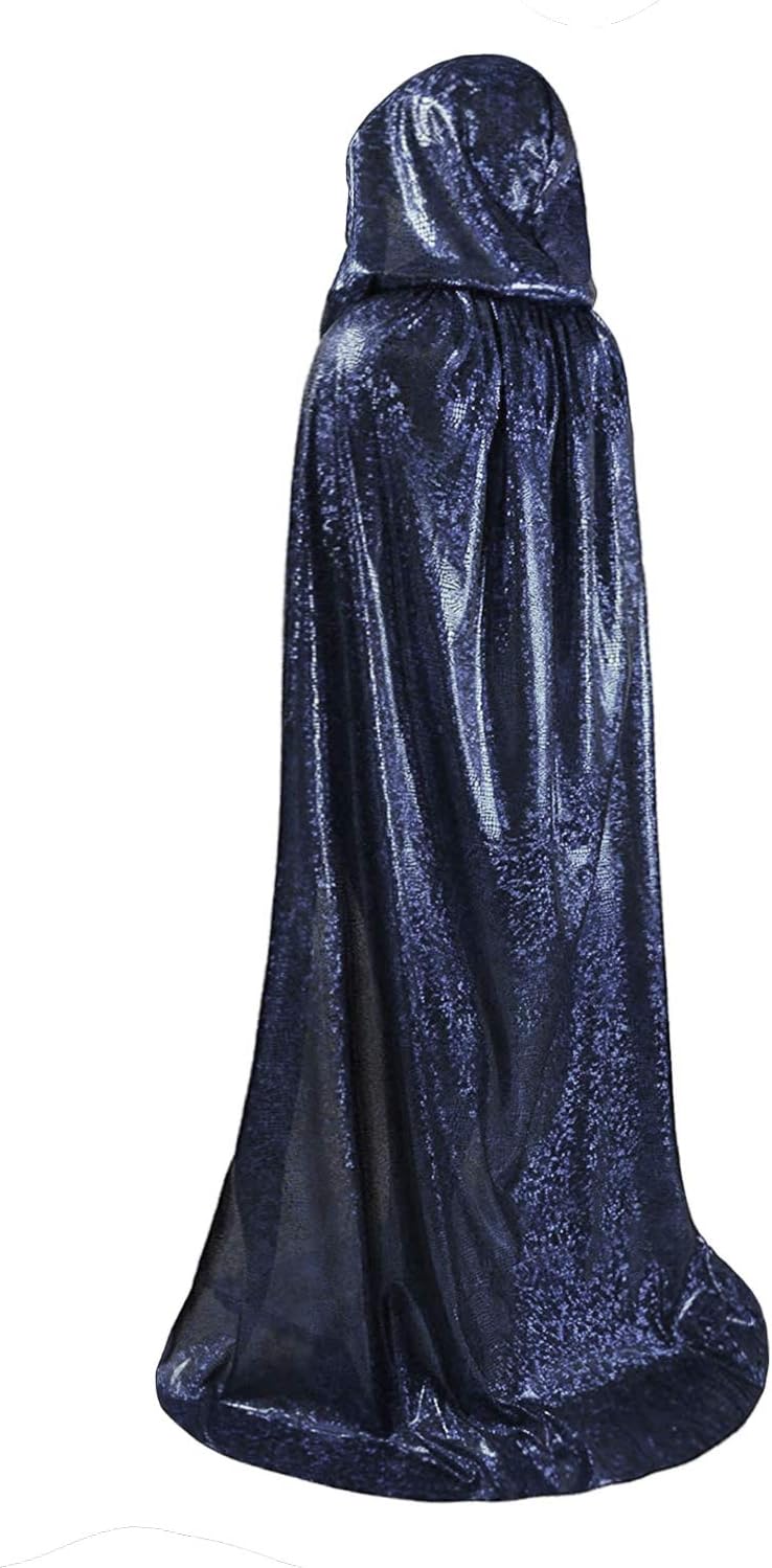 Bling Bling Long Halloween Cape Luxuriant Cloaks With Hooded Hat Adults Mysterious Cosplay Costume Master Wizard Fairytale Fancy Dress Robe for Halloween Party Costume Ball