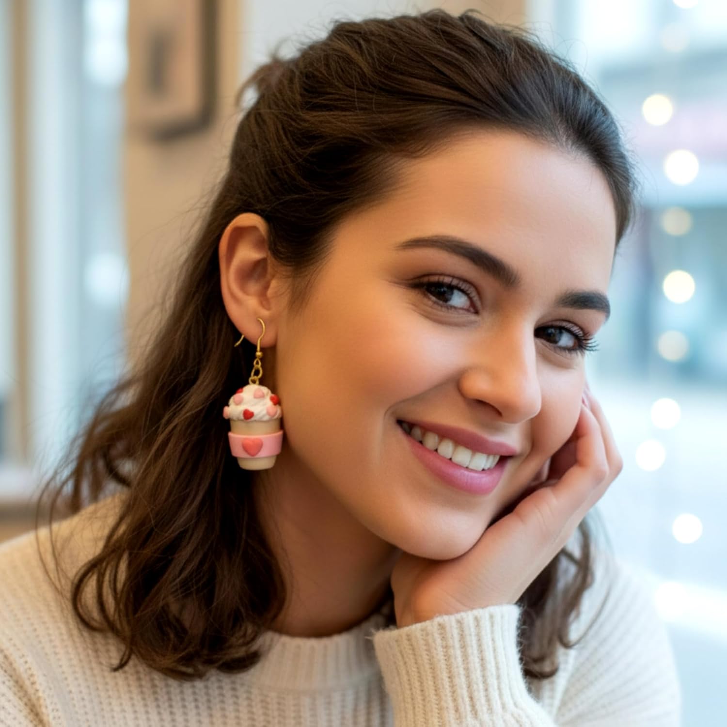 Cunno 4 Pairs Cute Love Earrings for Women Polymer Clay Earrings Handmade Heart Jewelry Gifts for Mother Mom Wife Accessories(Valentine Day) - Image 6