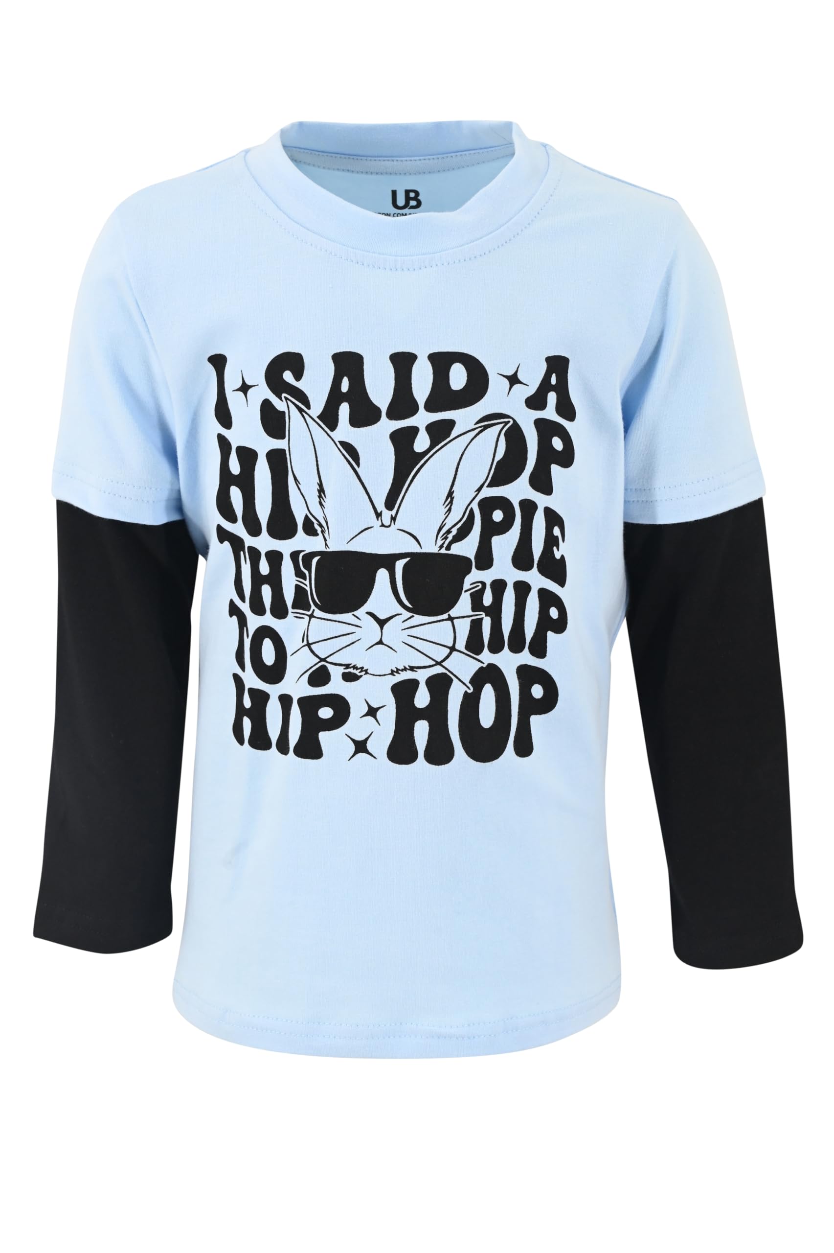 Unique Baby Boys Layered Long Sleeve Kids Toddler Graphic T Shirt