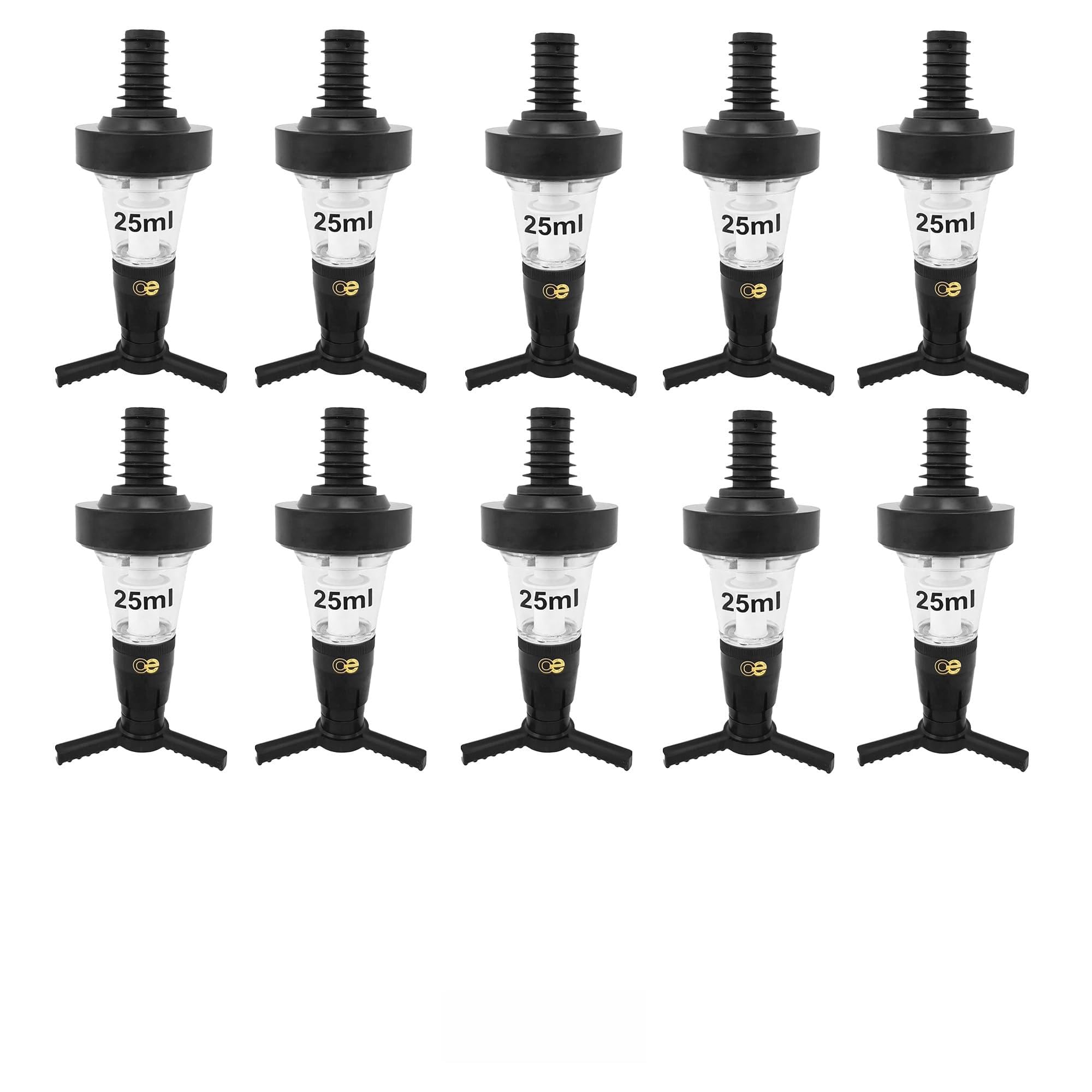 Chabrias Ltd Multicolor 10 Pack 25Ml Black Spirit Optic Measures, Ce Government Stamped Uk Made, Professional Wall Mounted Drinks Dispenser For Pubs, Bars, Licensed & Hospitality Use, Wall Bracket Not Included