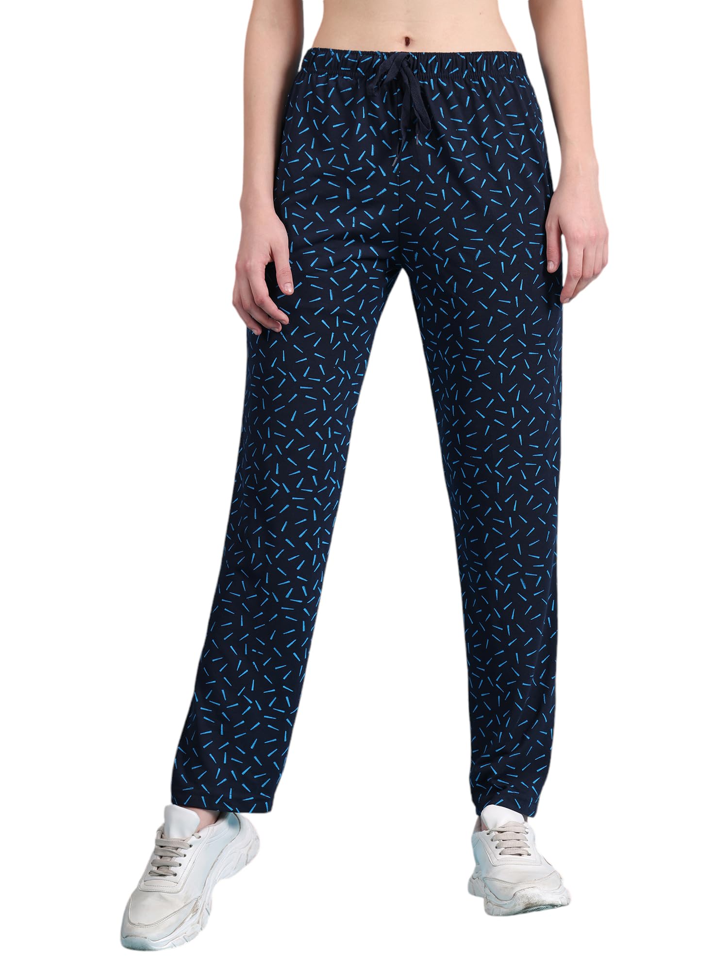 Mack Jonney Women's Regular Fit Cotton Track Pants | Lower |Pajama |Lounge Pant for Women-D1__PRT__8NVY__01