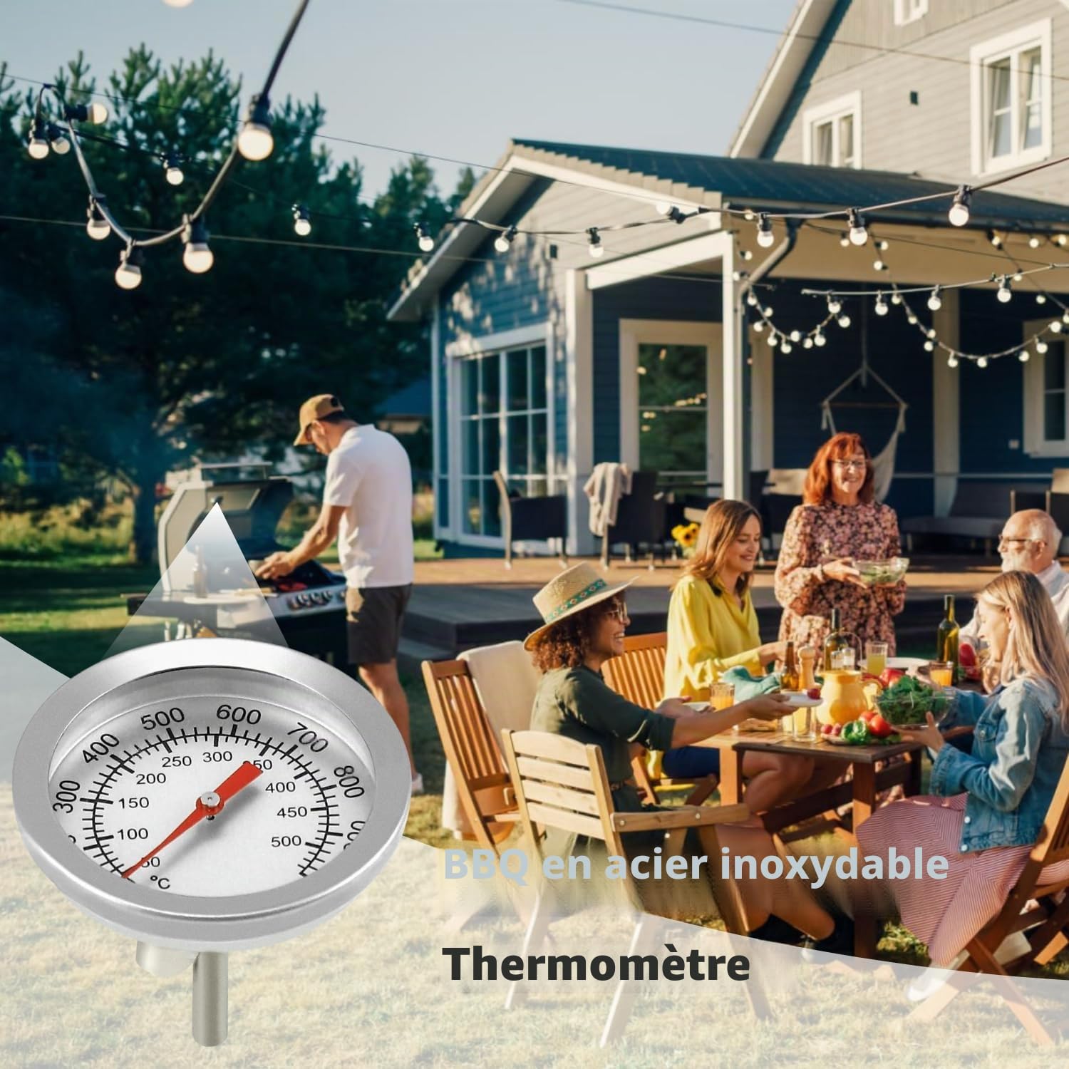 Thermomètre pour Grill à Charbon 50-600℃ Haute Température Barbecue Fumoir