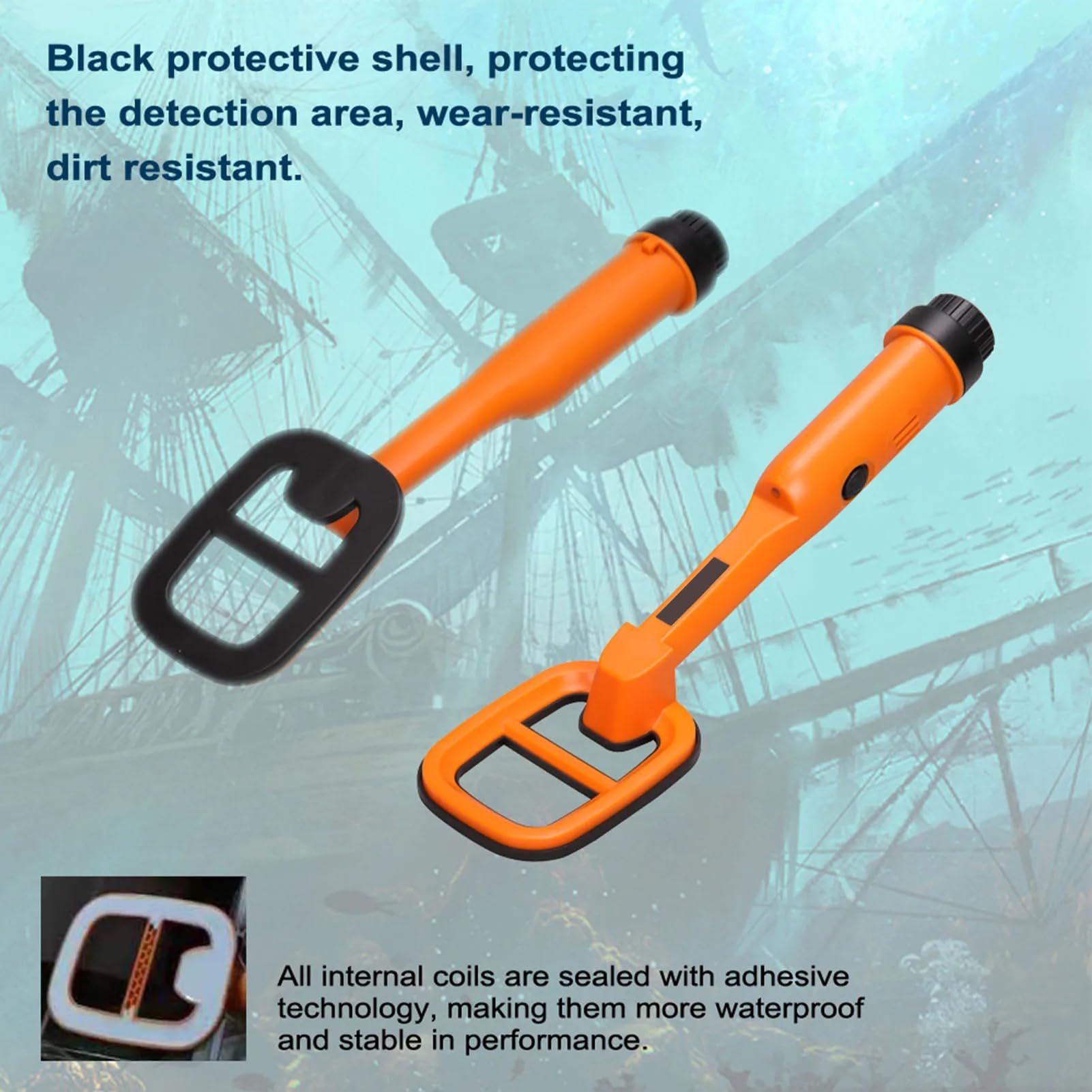 Metal Detector Subacqueo, IP68 Impermeabile 100 Piedi Immersione Profonda Bobina Grande con Luce LED per Adulti Bambini Spiaggia Fiume Lago Immersioni Caccia Al Tesoro (ORANGE)