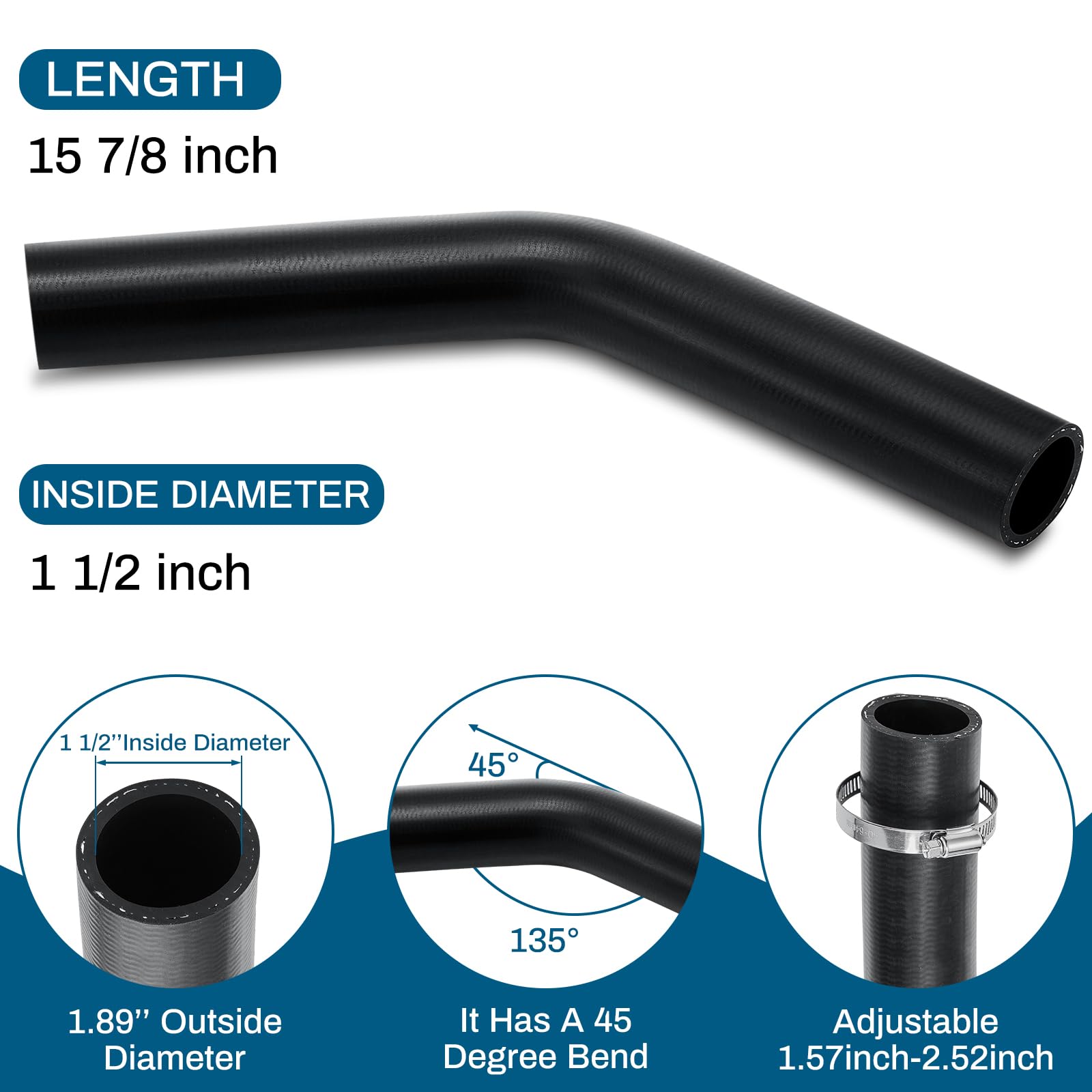 Frienda 2 Pcs Fuel Filler Neck Hose with 8 Hose Clamp Sets 1 1/2 Inches