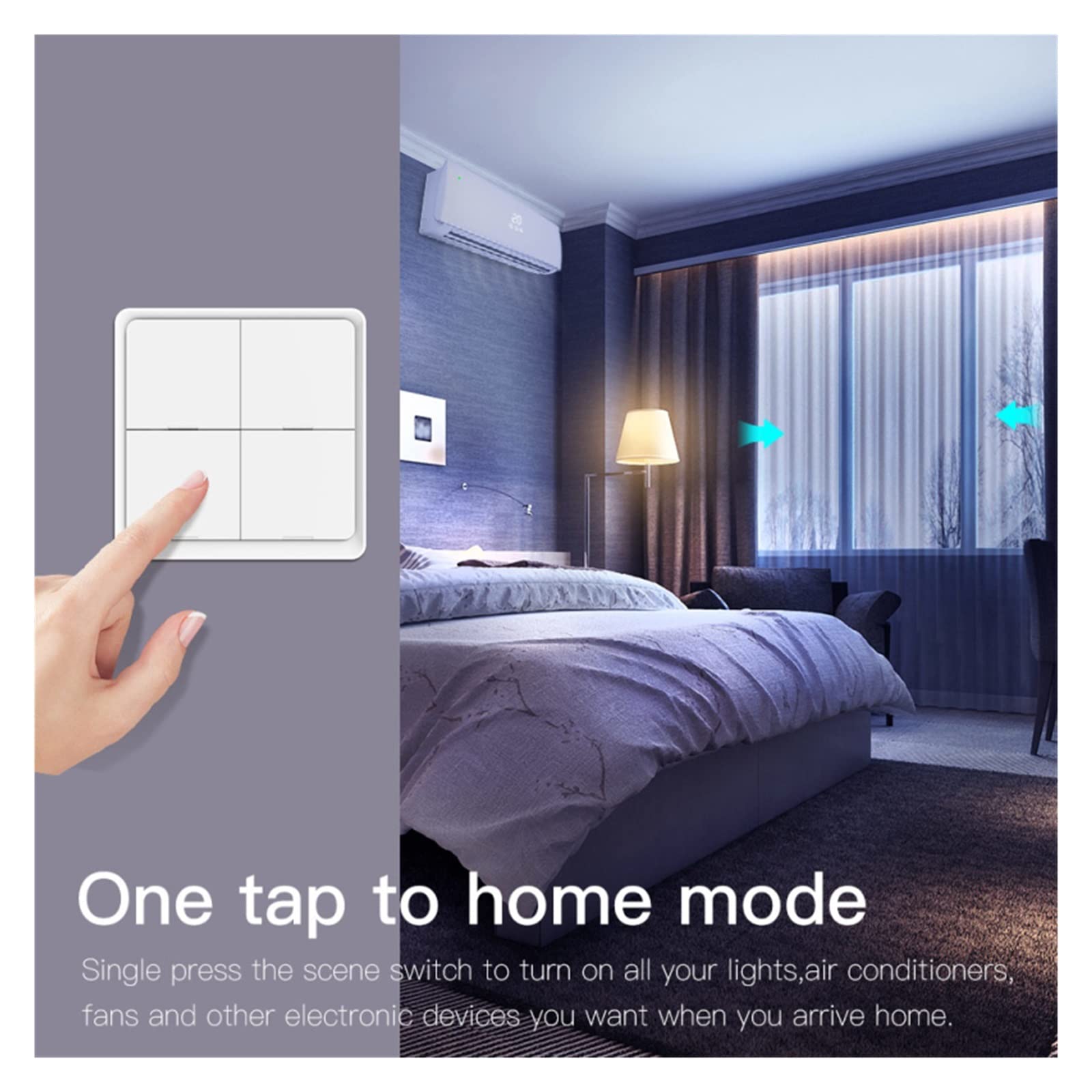 Touch-Lichtschalter, Tuya Smart ZigBee 3.0 Wireless 12 Szenen Wandschalter Button Controller Adhesive Smart Automation(2 in 1,2 pieces)