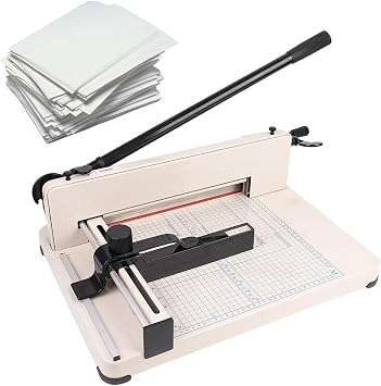 Heavy Duty Paper Cutter, Guillotine Paper Cutter with High Speed Steel HSS Blade, Paper Slicer for Cutting Paper, Leather, PVC,Non-Woven Fabrics,White