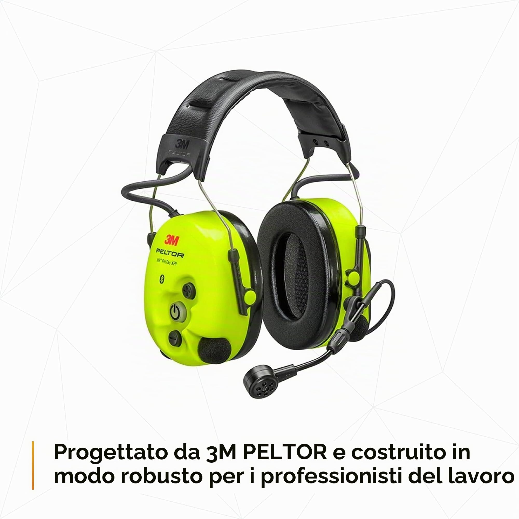 Peltor Cuffia 3M WS ProTac XPI, bardatura temporale, MT15H7AWS6 | con tecnologia Bluetooth e funzione di attenuazione controllata, giallo