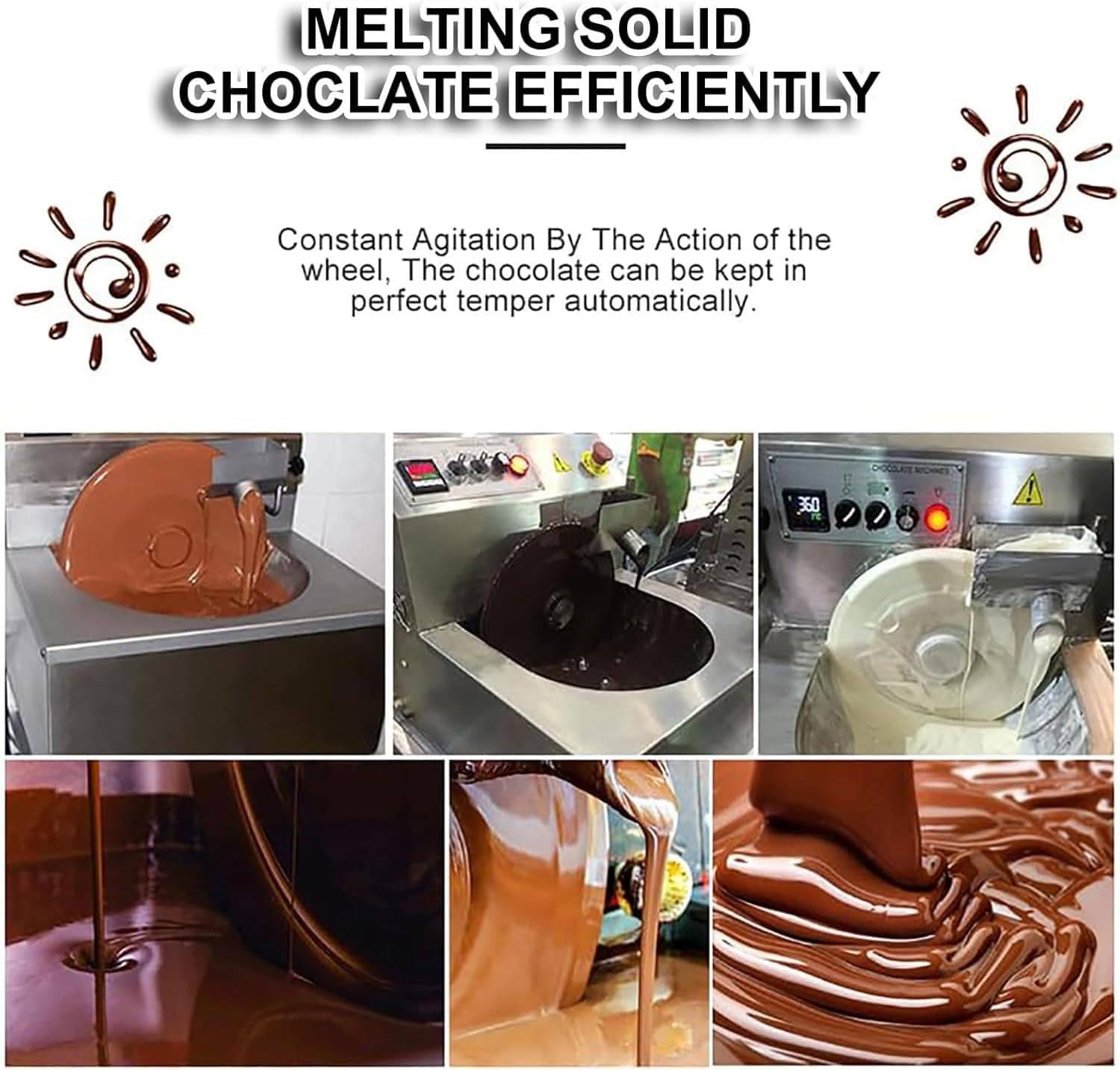 Olla para Calentar Chocolate de 800 W, MáQuina de Templado y Derretido de Chocolate con CalefaccióN EléCtrica, 5-10 Kg/H, para Derretir Chocolate, Caldera Aluminio para Dulces Chocolate